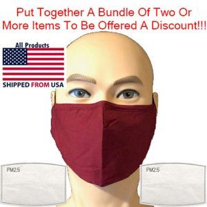 Maroon Face Mask - 2 Filters